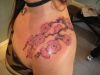 cherry blossom flower shoulder tattoo